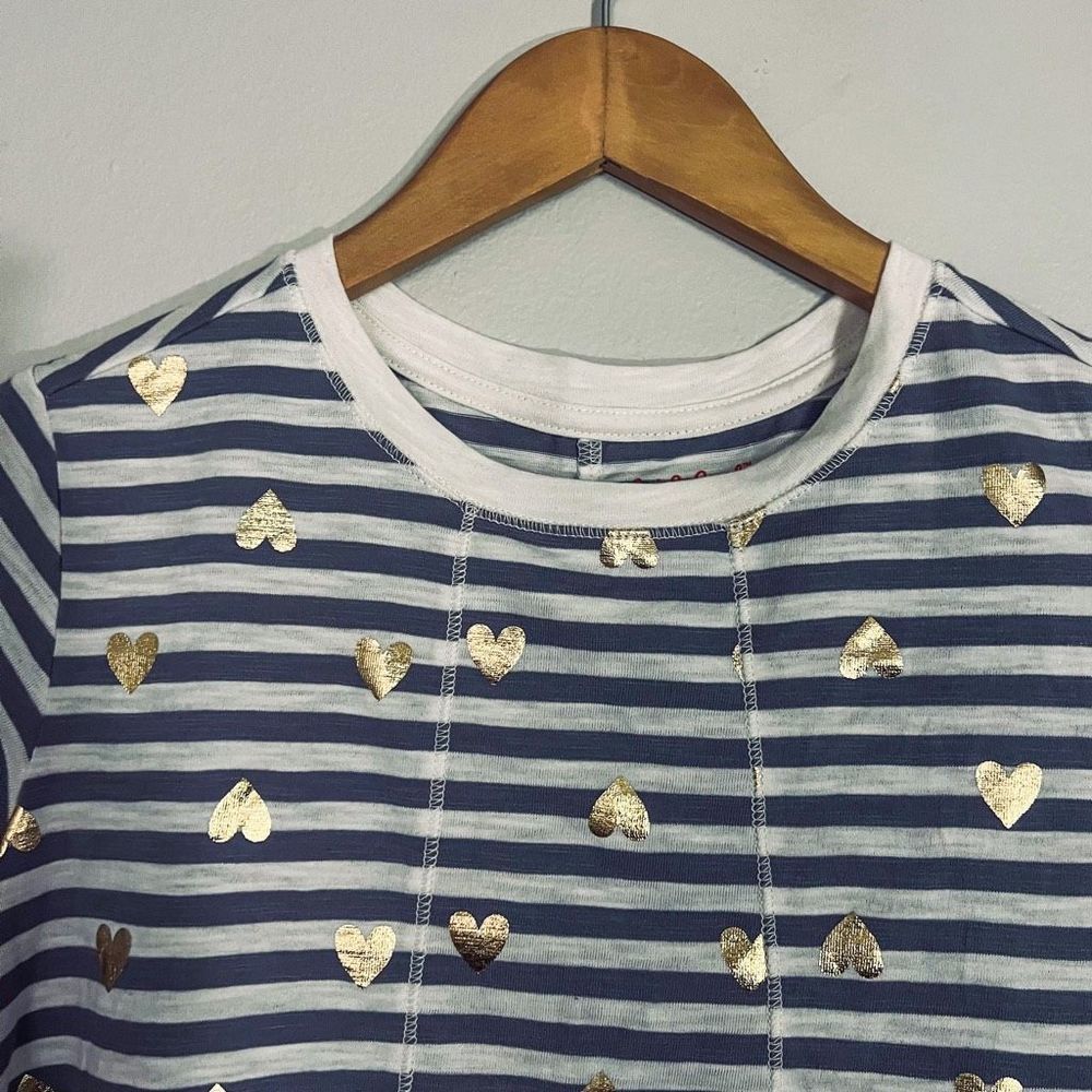 Cat & Jack Girls Short Sleeve Shirt Size M 7/8 Grey White Gold